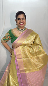 Vriksham Golden Yellow Tanchoi Tissue Silk Saree-VS4496